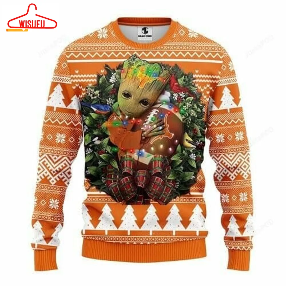 Texas Longhorns Baby Groot Nc-aa Ugly Christmas Sweater