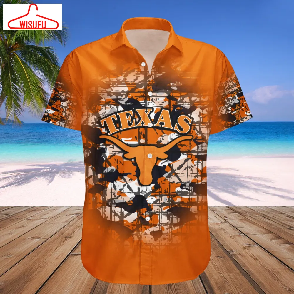 Texas Longhorns Camouflage Vintage Hawaiian Shirt, New Fashion Gifts