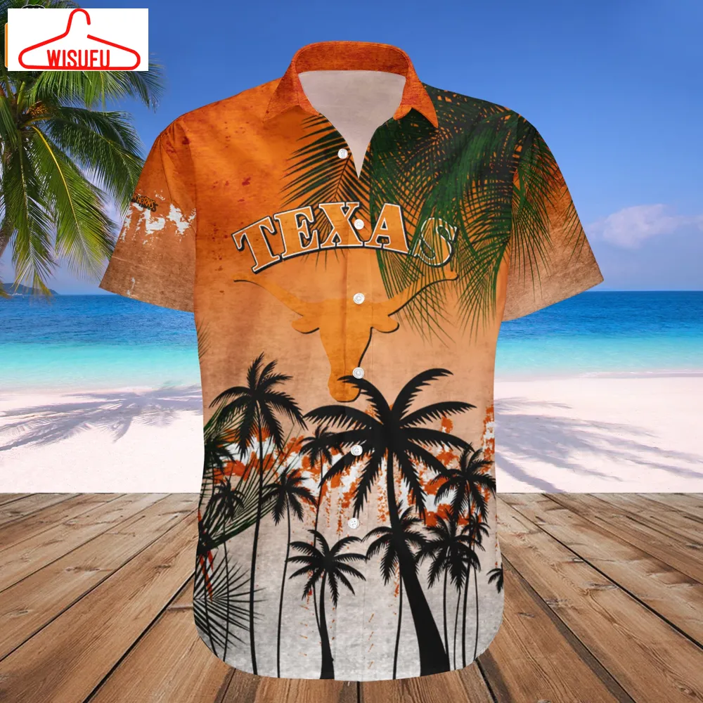 Texas Longhorns Coconut Tree Tropical Grunge Hawaiian Shirt, New Fashion Gifts