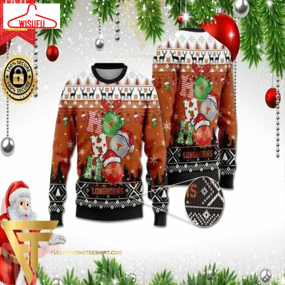 Texas Longhorns Ho Ho Ho N-caa Ugly Christmas Sweater