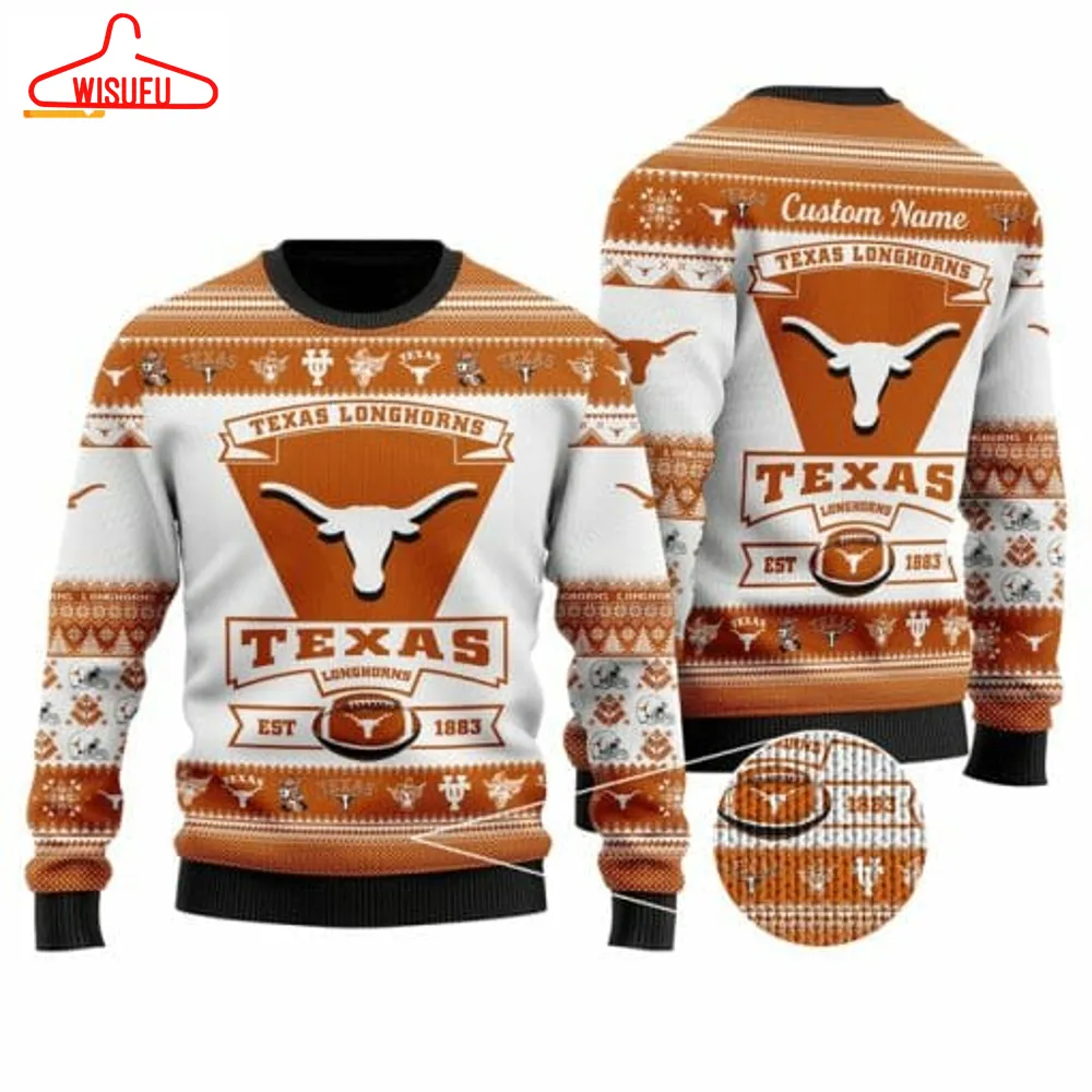 Texas Longhorns Orange White Nc-aa Ugly Christmas Sweater