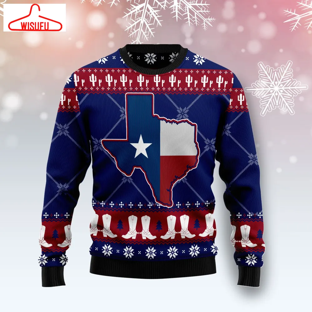 Texas Map Symbols Pattern Ugly Christmas Sweater - For Men & Women - Adult - New Winter Fashion Shirt Gift For Family