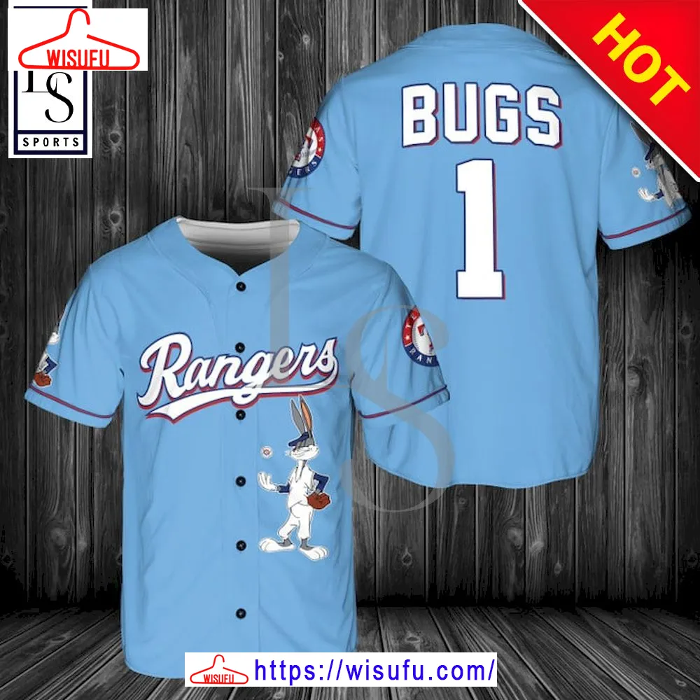 Texas Rangers Bugs Bunny Baseball Jersey, New Fashion Gifts