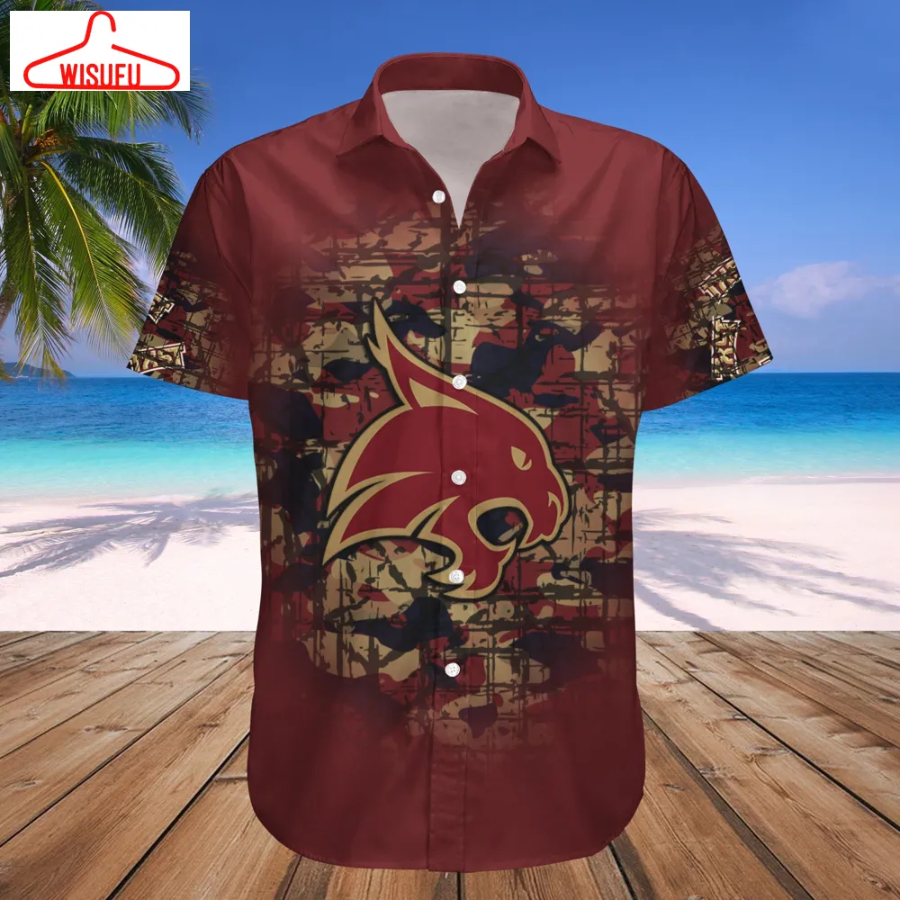 Texas State Bobcats Camouflage Vintage Hawaiian Shirt, New Fashion Gifts