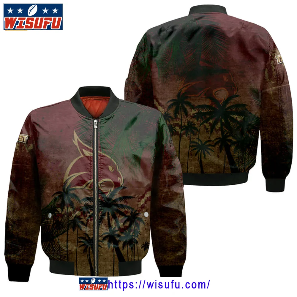 Texas State Bobcats Coconut Tree Tropical Grunge Bomber Jacket