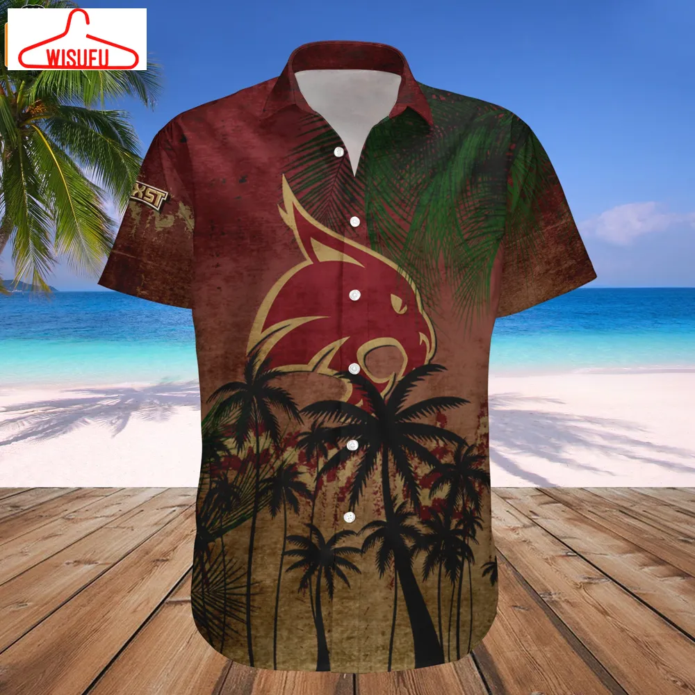 Texas State Bobcats Coconut Tree Tropical Grunge Hawaiian Shirt, New Fashion Gifts