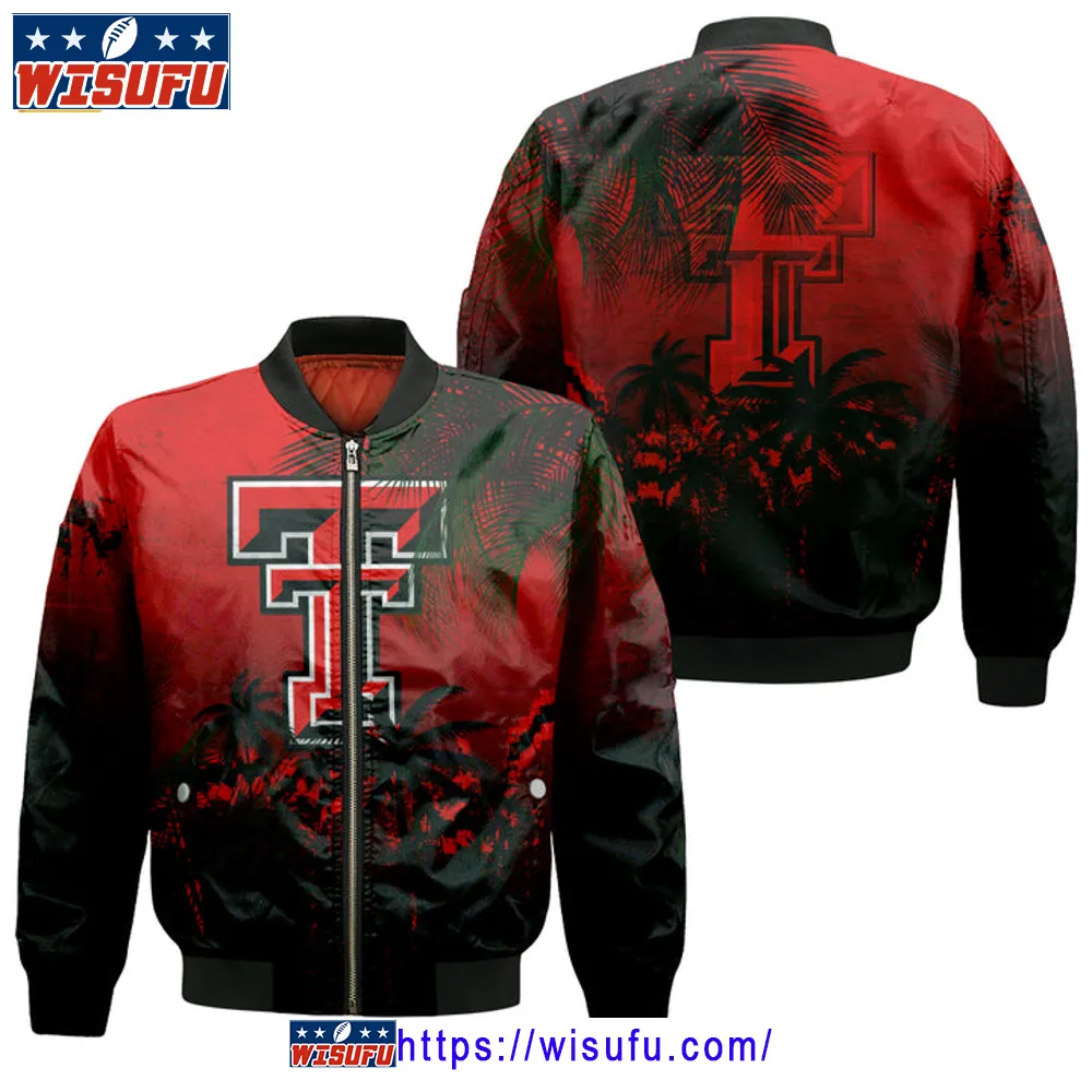 Texas Tech Red Raiders Coconut Tree Tropical Grunge Bomber Jacket