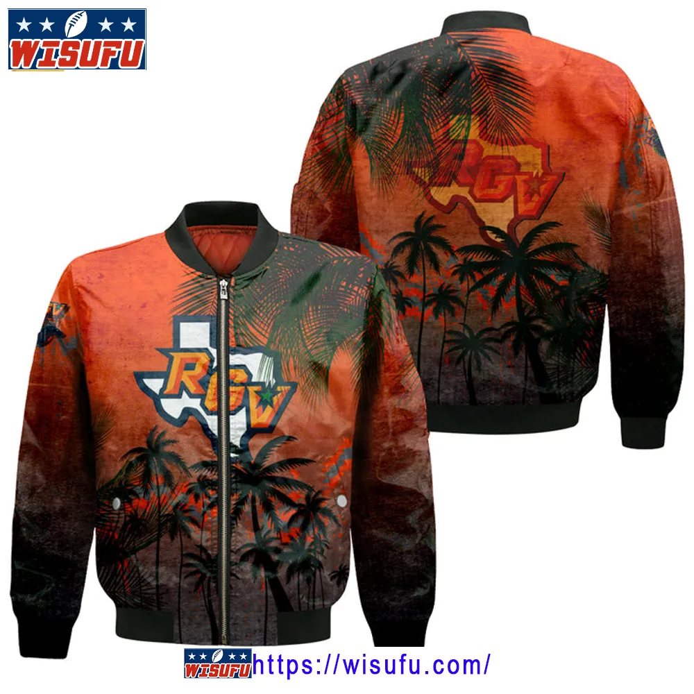 Texas.rio Grande Valley Vaqueros Coconut Tree Tropical Grunge Bomber Jacket