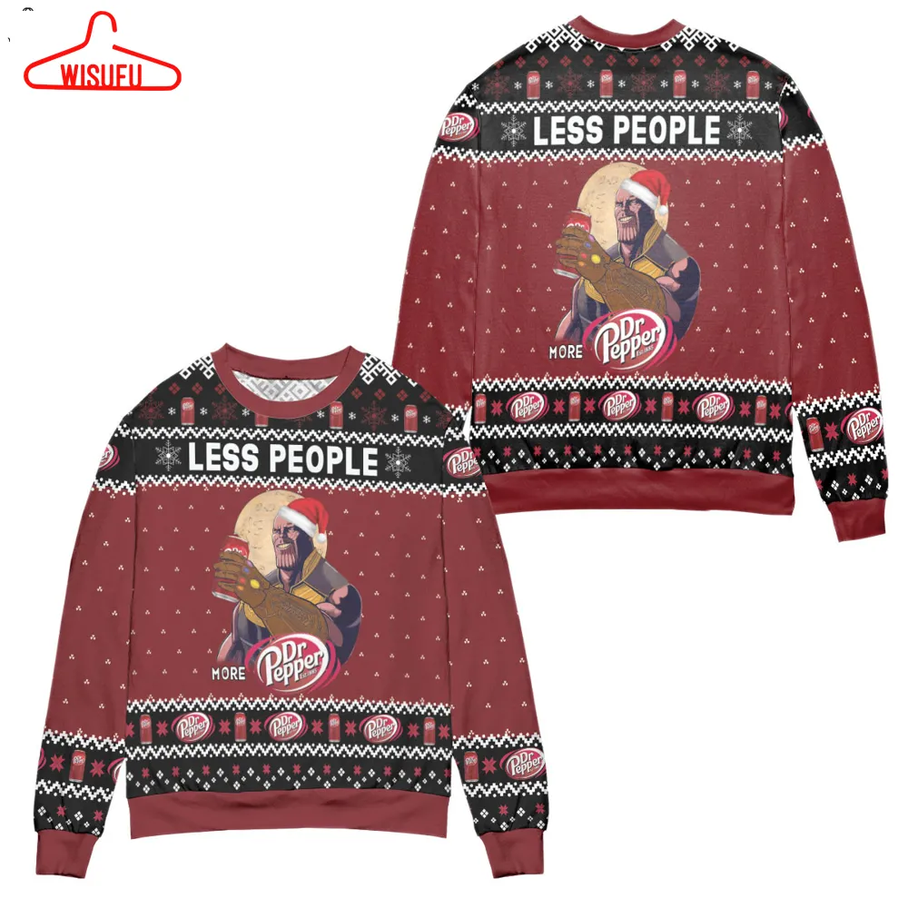 Thanos Less People More Dr. Pepper Snowflake Ugly Christmas Sweater