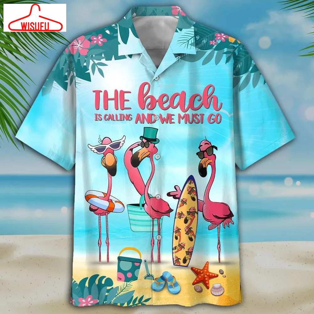 The Beach Is Calling Flamingo Hawaiian Shirt, New Hawaiian Holiday Outfits, New Fashion Gifts