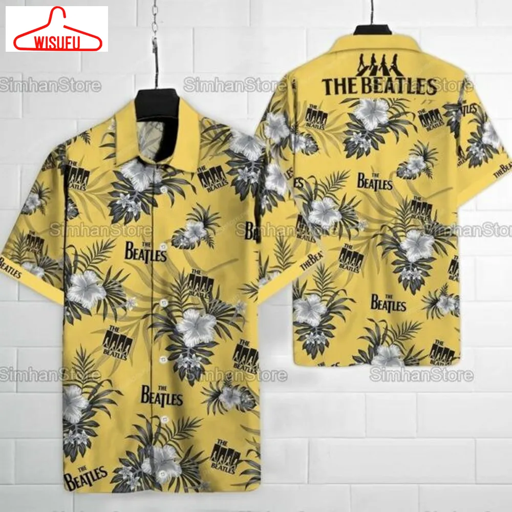 The Beatles Button Music Band Aloha Summer 2k701 Gift For Fan Hawaiian Graphic Print Short Sleeve Hawaiian Casual, New Fashion Gifts