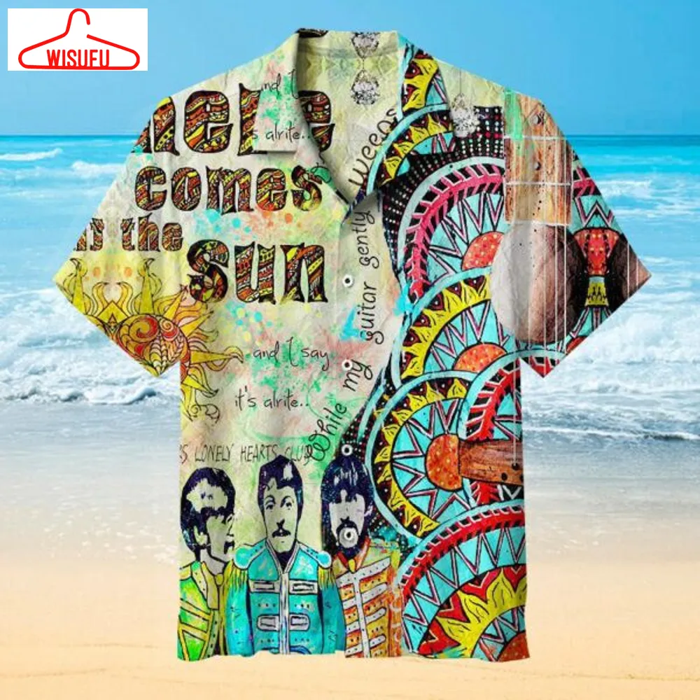 The Beatles Rock Band Gift For Fans Hawaiian Graphic Print Short Sleeve Hawaiian Casual Shirt, New Fashion Gifts