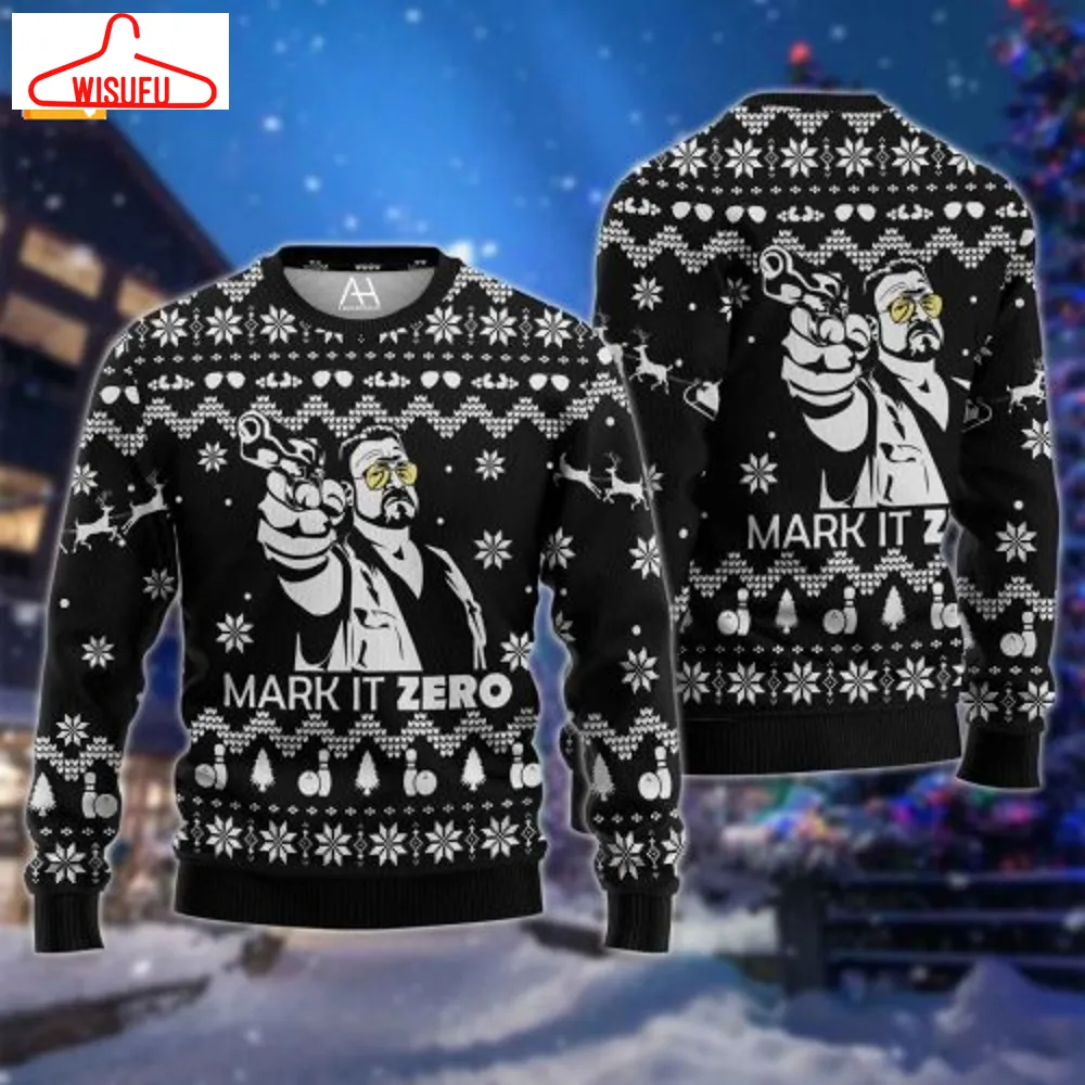 The Big Lebowski Mark It Zero Black Ugly Christmas Sweater