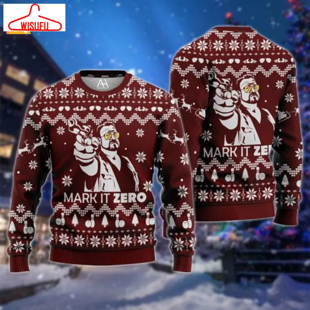 The Big Lebowski Mark It Zero Red Ugly Christmas Sweater