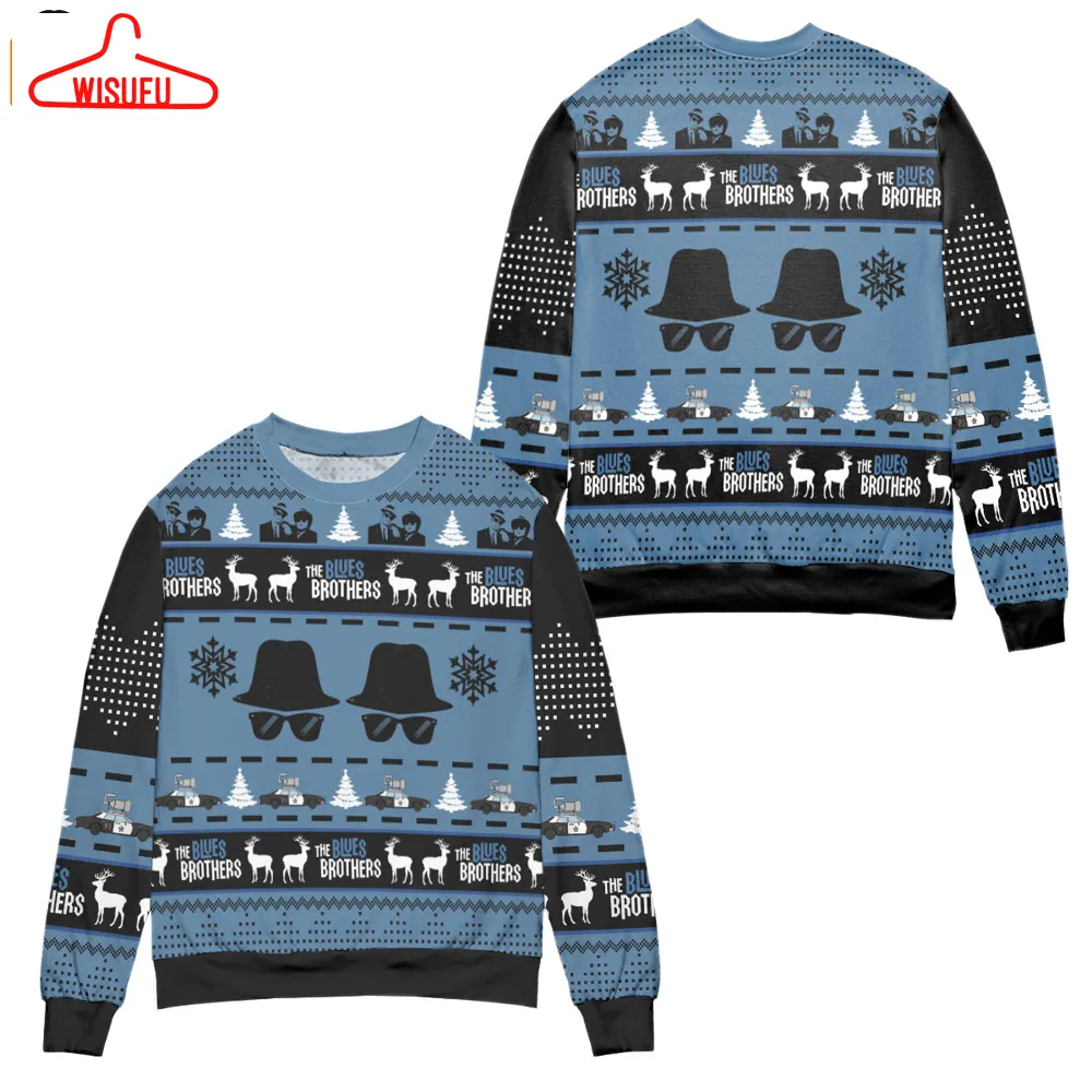 The Blues Brothers Snowflake Blue Ugly Christmas Sweater