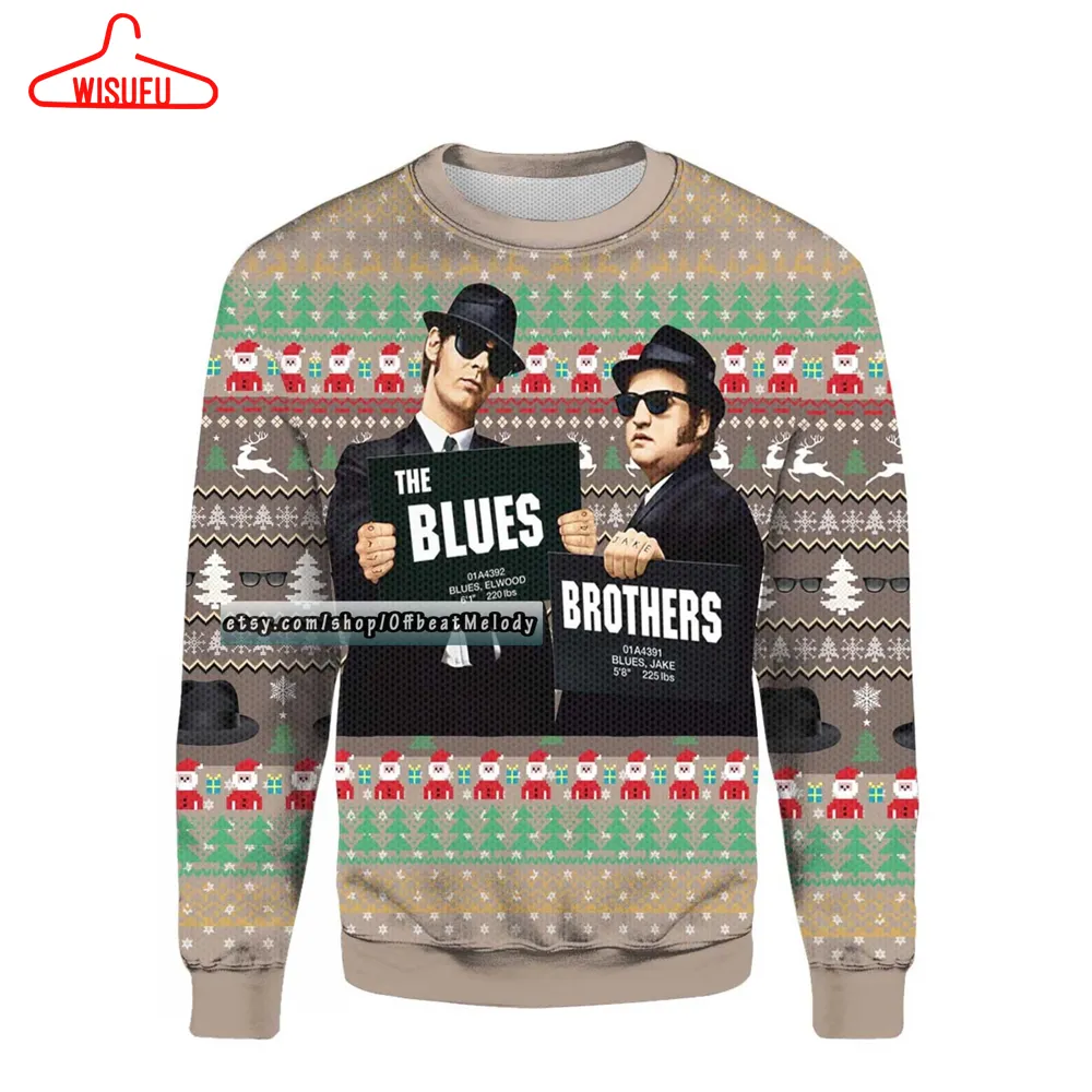 The Blues Brothers We're On A Mission From God Ugly Sweater, The Blues Brothers Fans Christmas Ugly Sweater 3d Hoodie Sweatshirt