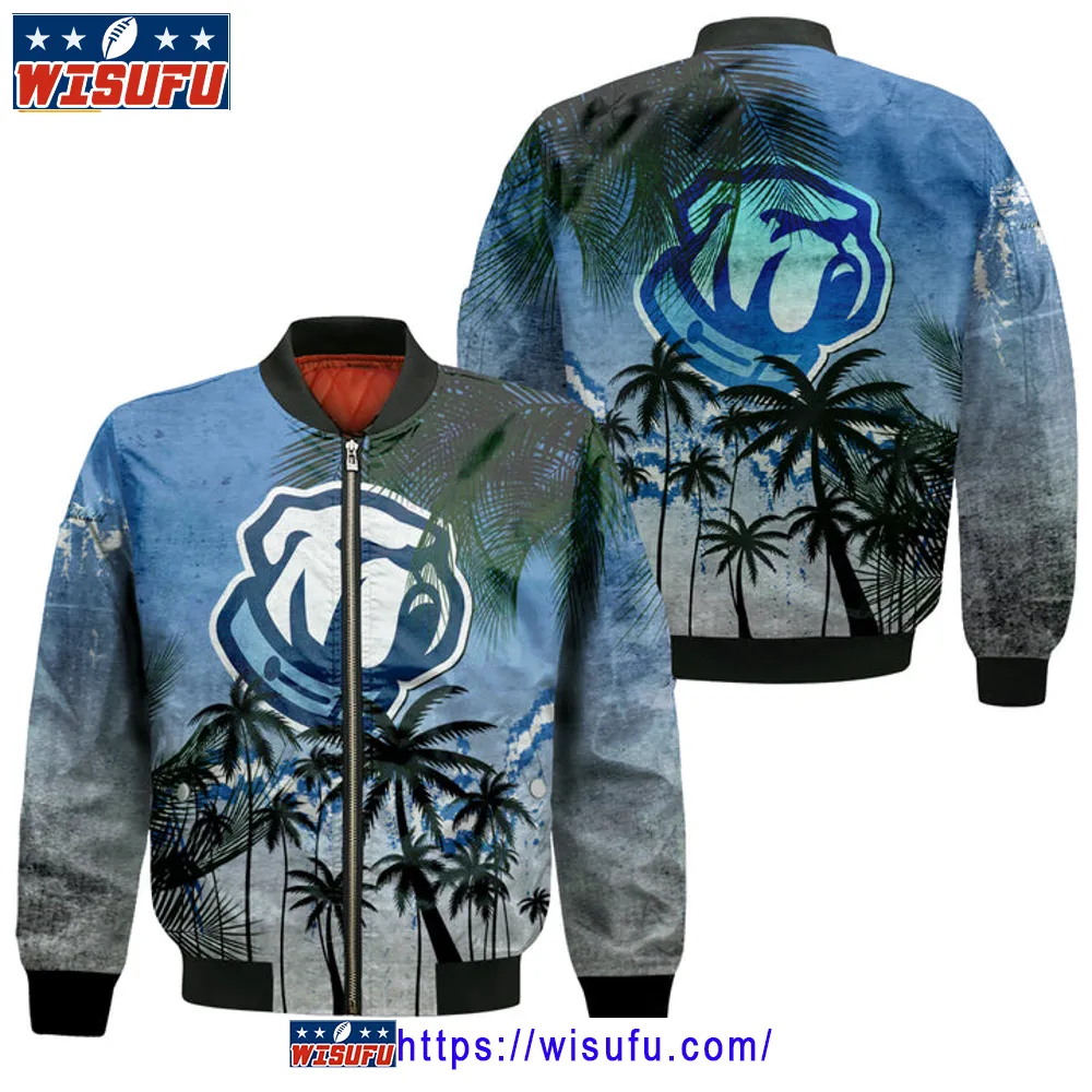 The Citadel Bulldogs Coconut Tree Tropical Grunge Bomber Jacket