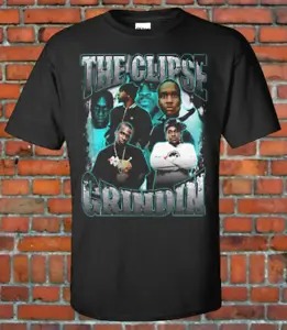 The Clipse Grindin 90s Style Bootleg tee Pusha T Malice Virginia King Pin Rap