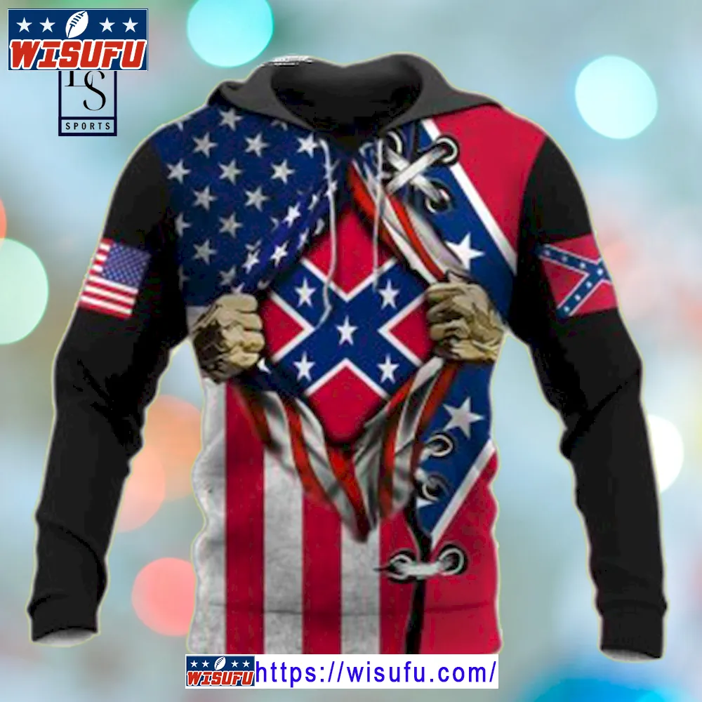 The Confederate Battle Flag 3d All Over Printed Clothes Rebel Flag Hoodies