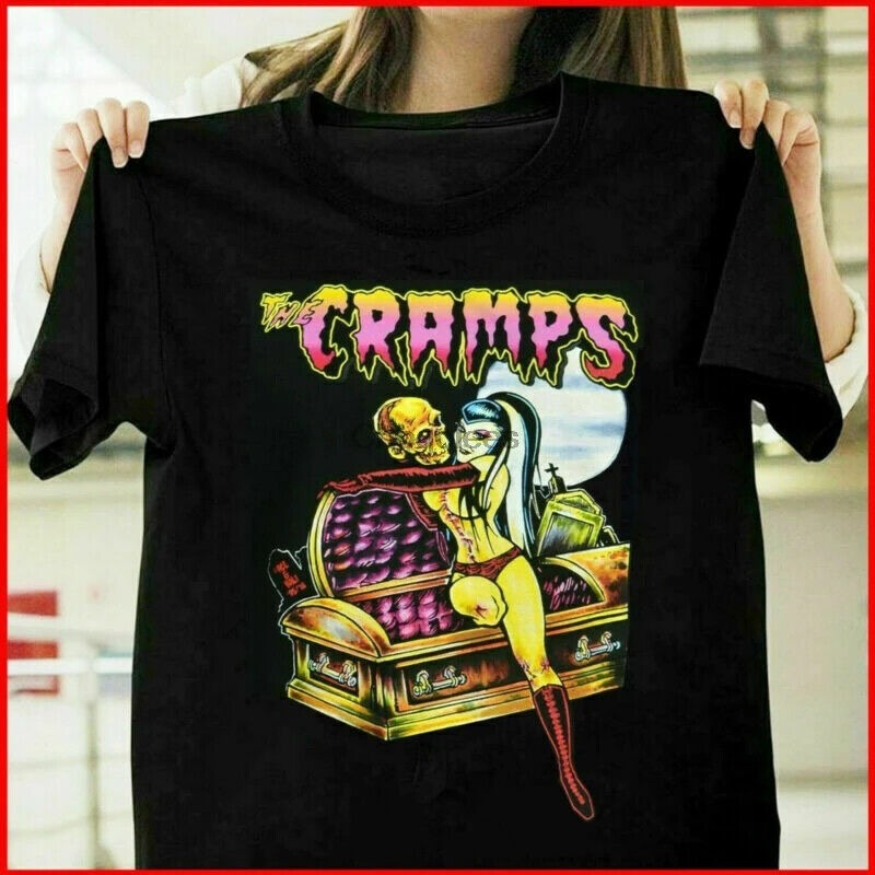 The Cramps Band Funny Black Cotton Tee Vintage Unisex T-Shirt All Size