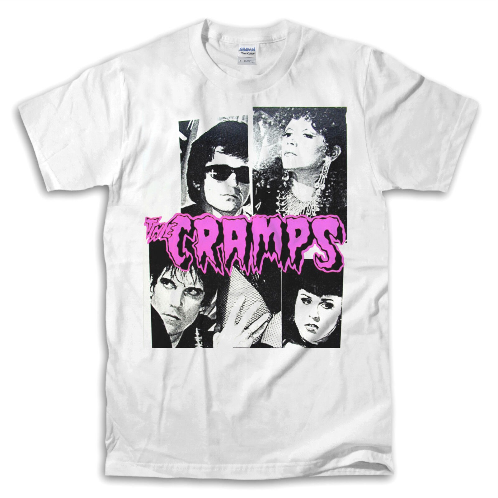 The Cramps Pink Logo White T-Shirt - High Quality