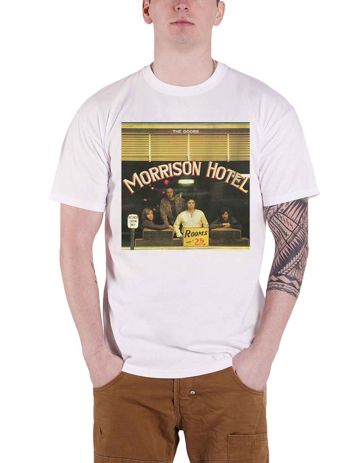 The Doors T Shirt Morrison Hotel Album Cover Band Logo new Official Mens White