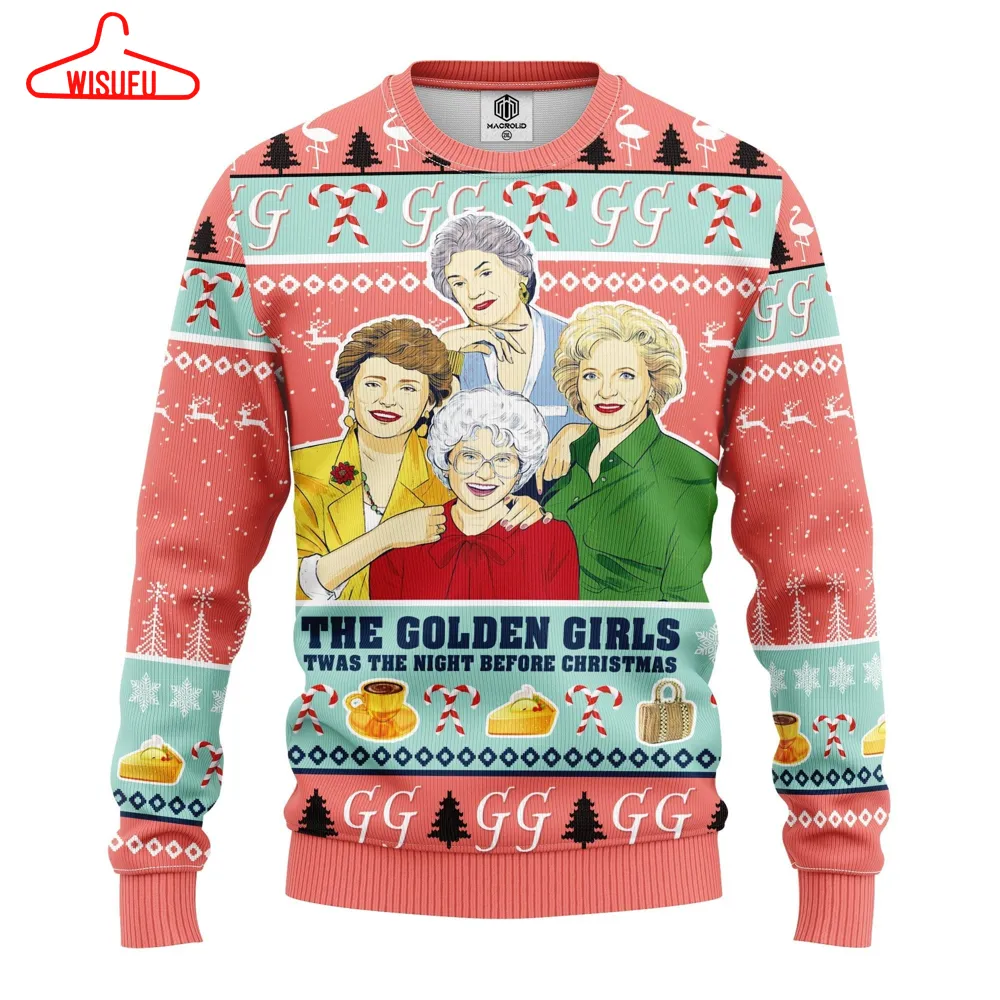 The Golden Girl Pink Knitted Ugly Christmas Sweater, Golden Girls Ugly Xmas Sweater, Christmas Sweater, Ugly Christmas Sweater