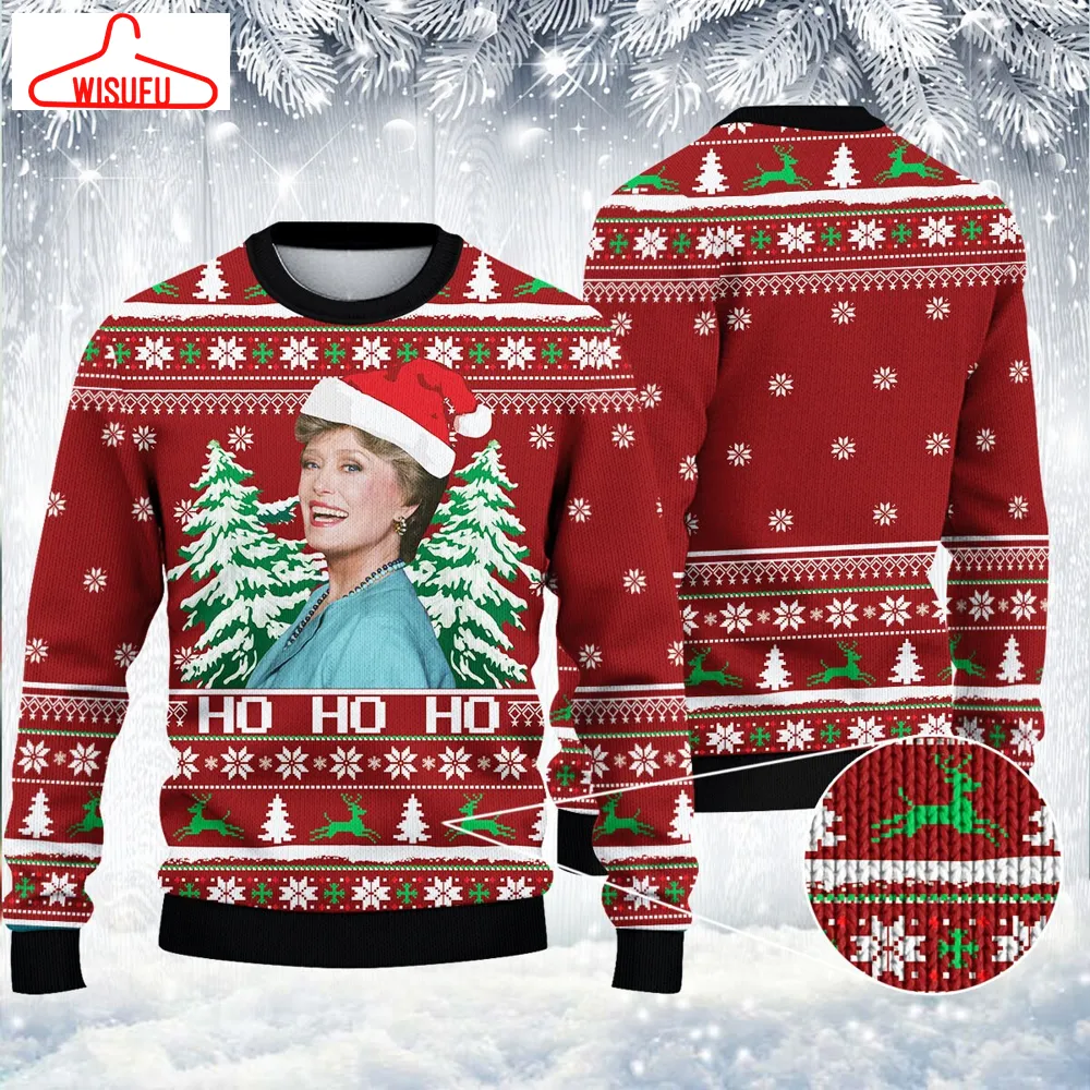 The Golden Girls Blanche Ho Ho Ho Ugly Knitted Christmas Sweatshirt, The Golden Girls Christmas Sweater, Ugly Christmas Sweater