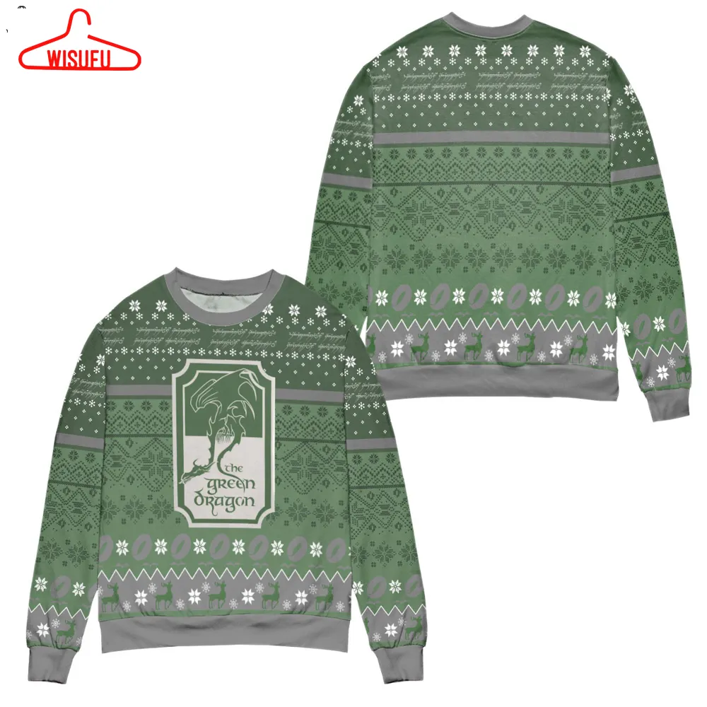 The Green Dragon Lord Of The Rings Snowflake Pattern Ugly Christmas Sweater