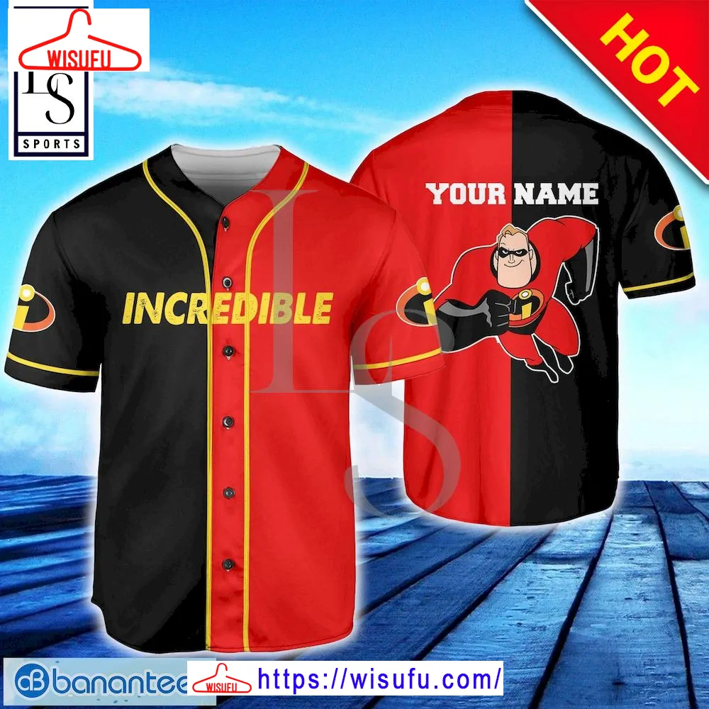 The Incredibles Horizontal Text Custom Name Baseball Jersey, New Fashion Gifts