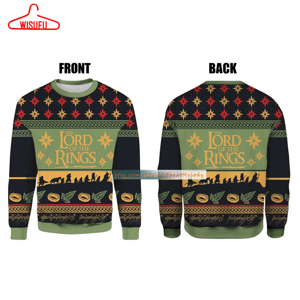 The Lotr Ugly Christmas Sweater, Lotr Fans Ugly Sweater Over Print, 2024 Christmas Ugly Sweater 3d Hoodie Sweatshirt, 3d Gift Shirt