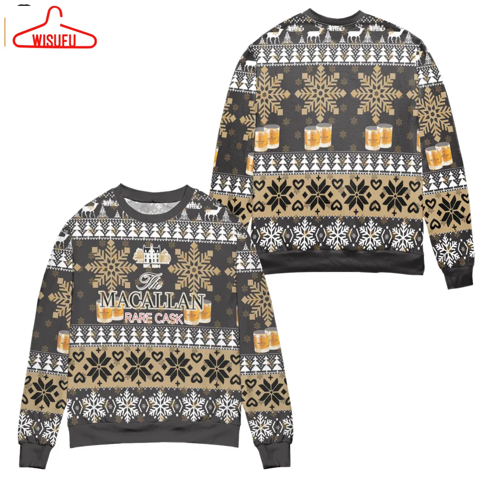 The Macallan Rare Cask Snowflake Pattern Ugly Christmas Sweater