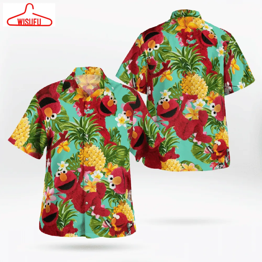 The Muppet Elmo Pineapple Tropical Short Sleeve Button Hawaiian Shirt, New Fashion Gifts