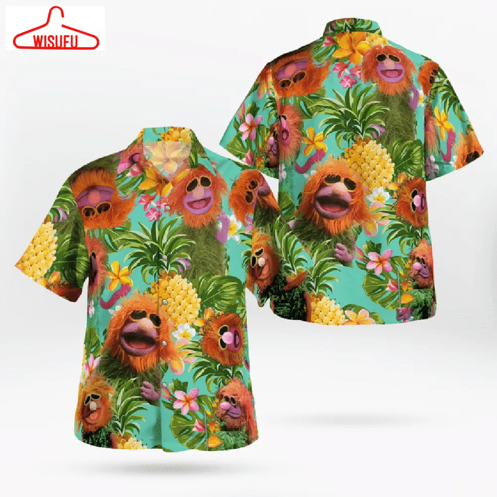 The Muppet Mahna Mahna Pineapple Tropical Short Sleeve Button Hawaiian Shirt, New Fashion Gifts