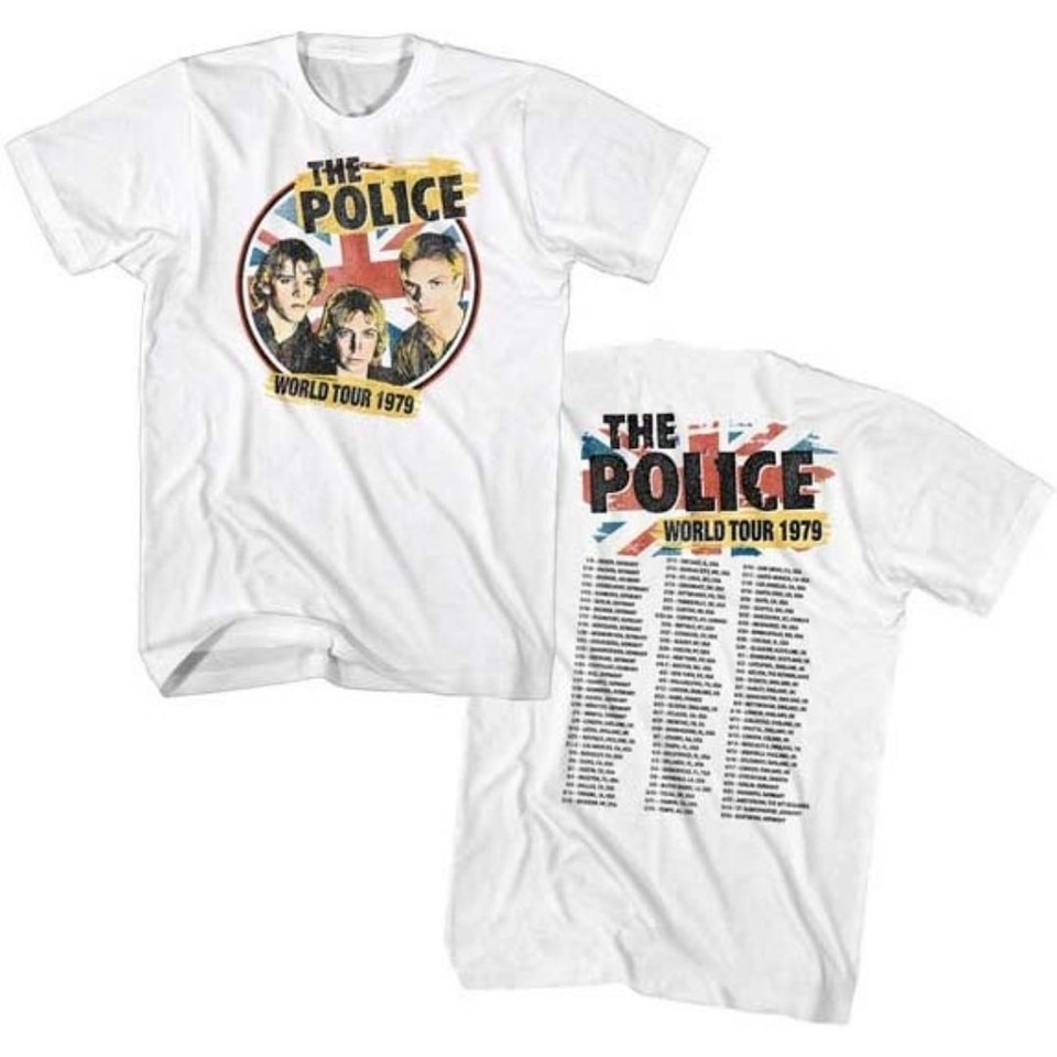 The Police Vintage Concert Fashion T-shirt - World Tour 1979. White Shirt