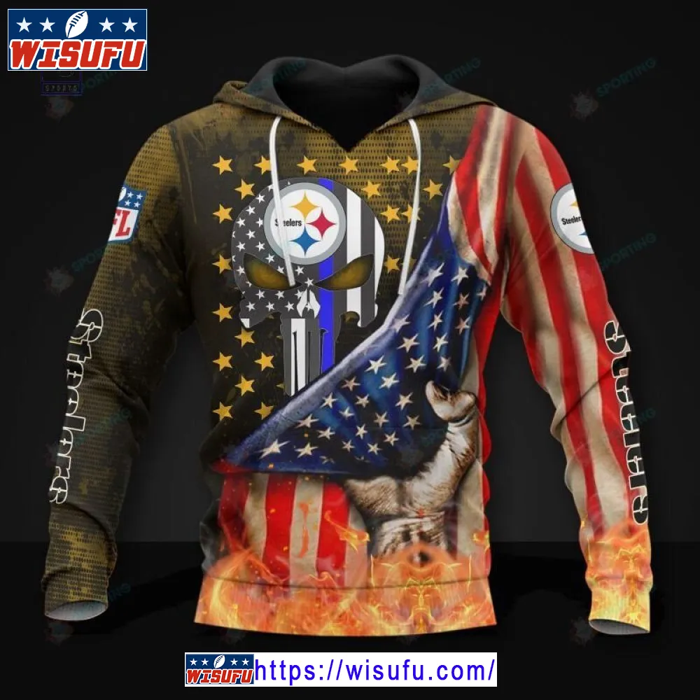 The Punisher Pittsburgh Steelers NF.L Hoodie 3d