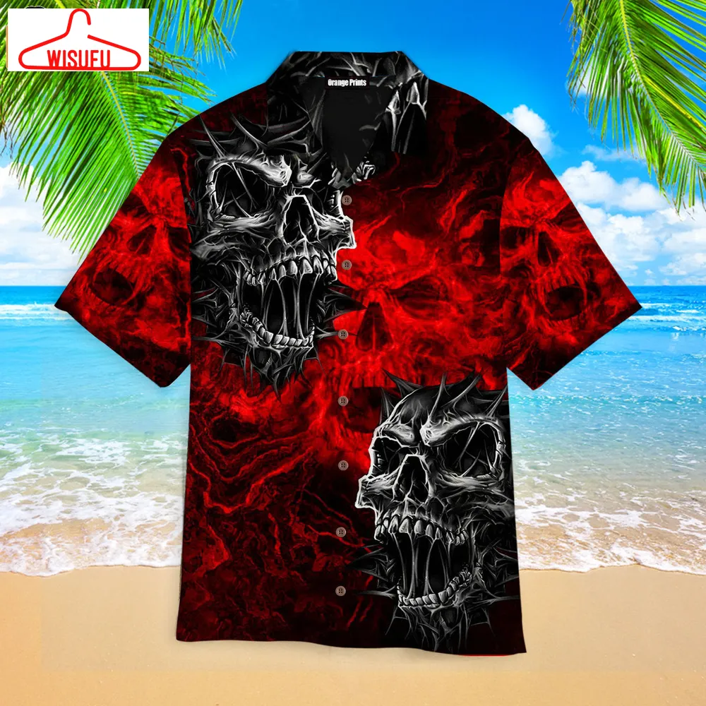 The Red Skull Halloween 2024 Hawaiian Shirt, New Fashion Gifts