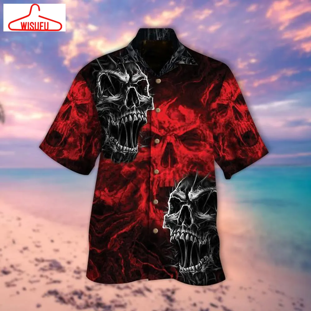 The Red Skull Halloween Hawaiian Shirt