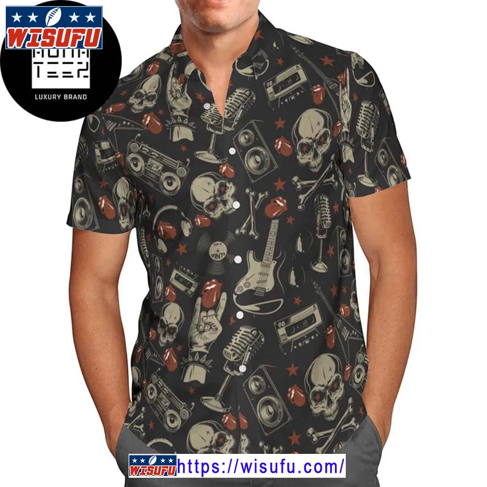 The Rolling Stones Tongue And Skull Pattern 2024 Trending Hawaiian Shirt