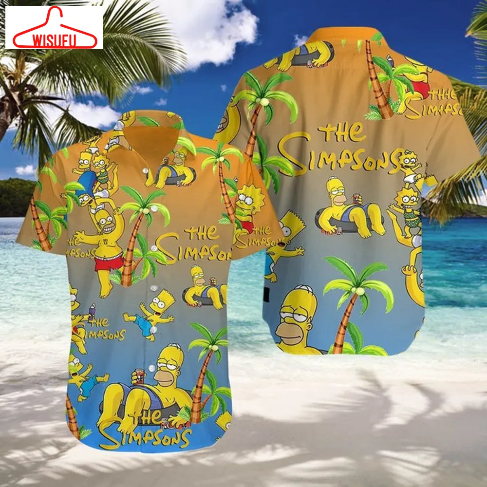 The Simpson Graphic Print Short Sleeve Hawaiian Casual Shirt Size S - 5xl, New Fashion, Best Gift Ideas, New Fashion Gifts