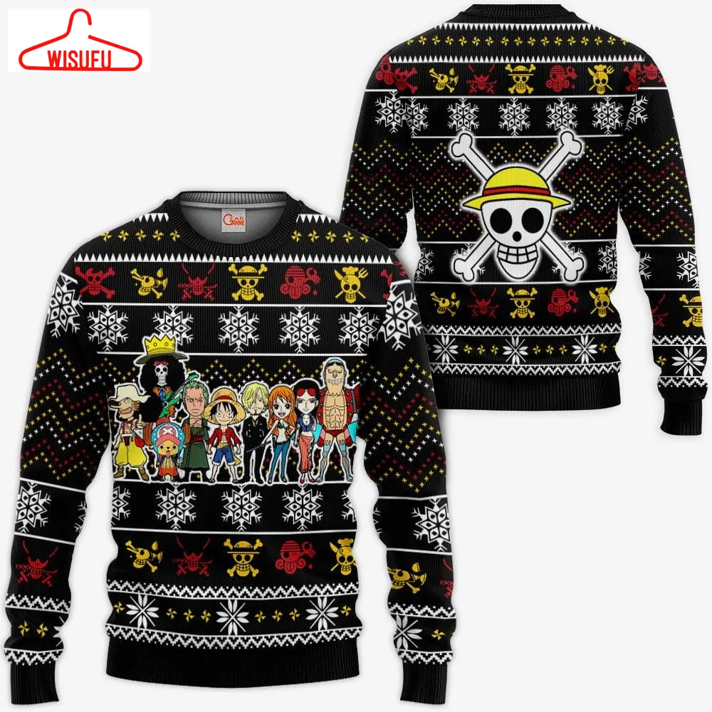 The Straw Hat Pirates Ugly Christmas Sweater Anime Gifts, Anime Ugly Christmas Sweater Gift For Family