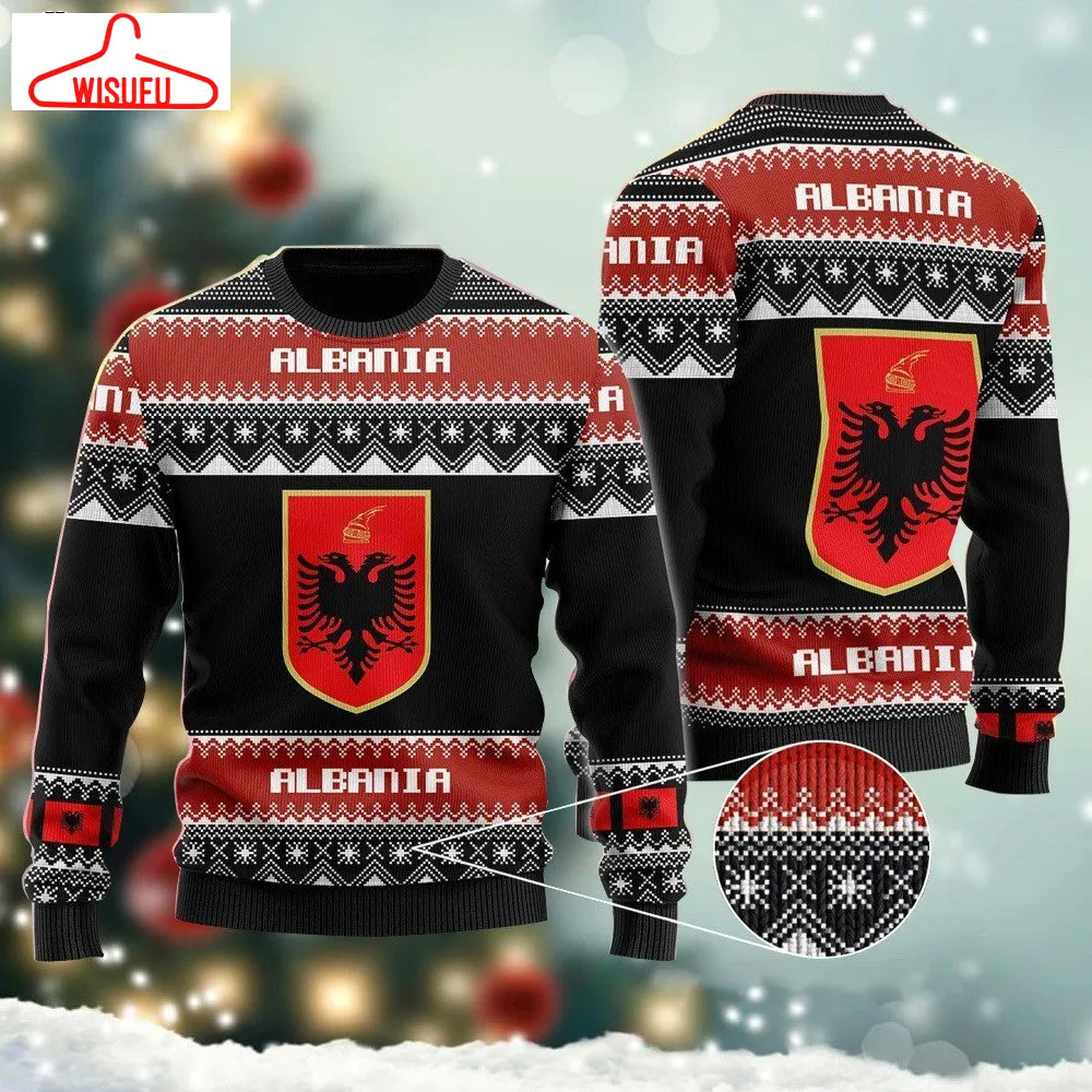 The United States Flag Of Albania Ugly Sweater