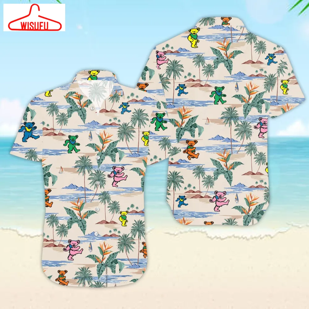 Themazicc Hawaiian Shirt For Men Grateful Dead Dancing Bears Colors 3d Summer Hawaii Shirt, Best Gift For Family, New Fashion Gifts