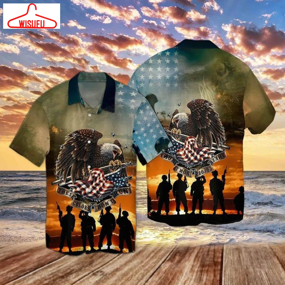 These Colors DonÂt Run Eagle American Hawaiian Shirt - For Men & Women - New Winter Fashion Shirt Gift For Family, New Fashion Gifts