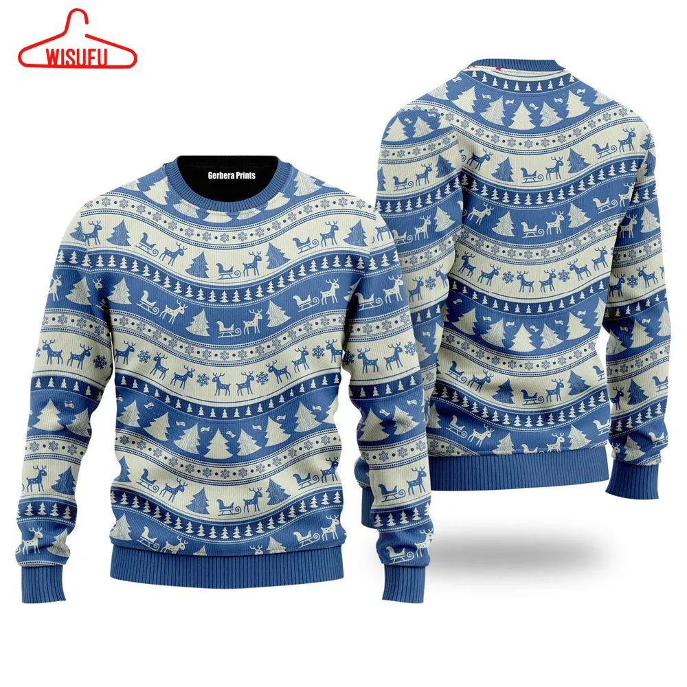 This Is Blue Holiday Pattern Ugly Christmas Sweater - For Men & Women - New Winter Fashion Shirt Gift For Family