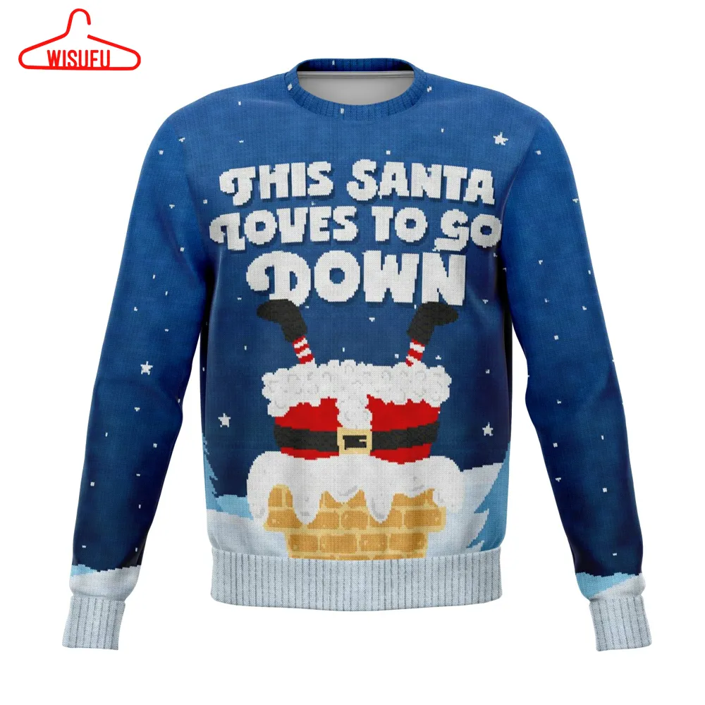 This Santa Loves To Go Down, All Over Print 3d Ugly Christmas Sweater, New Winter Shirt Gift For Family