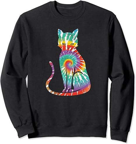 Tie Dye Shirts Colorful Cat Lovers Graphic Design Sweatshirt