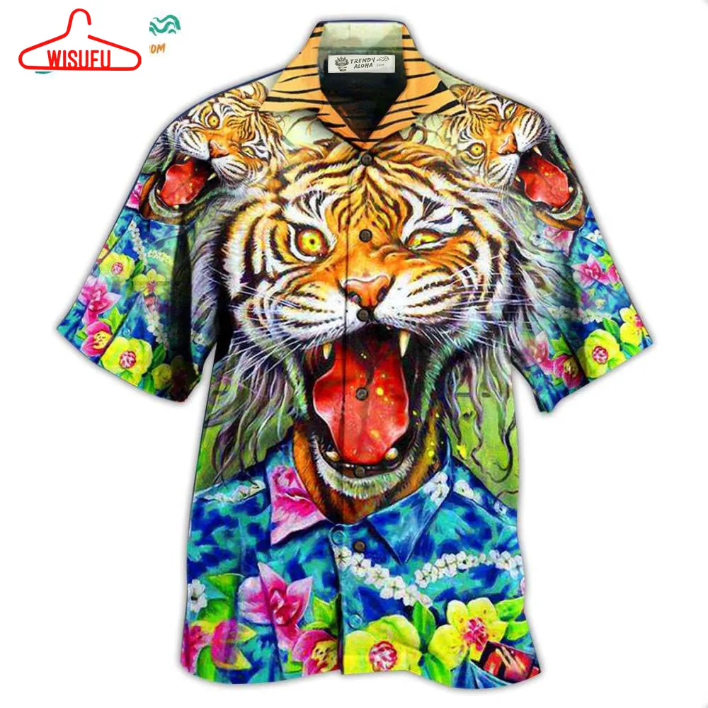 Tiger Awesome With Floral Hawaiian Shirt- Wisufu Aloha