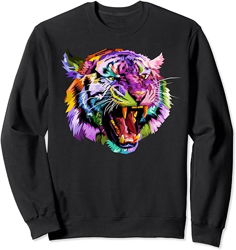 Tiger Colorful Tiger Head Roar Sweatshirt