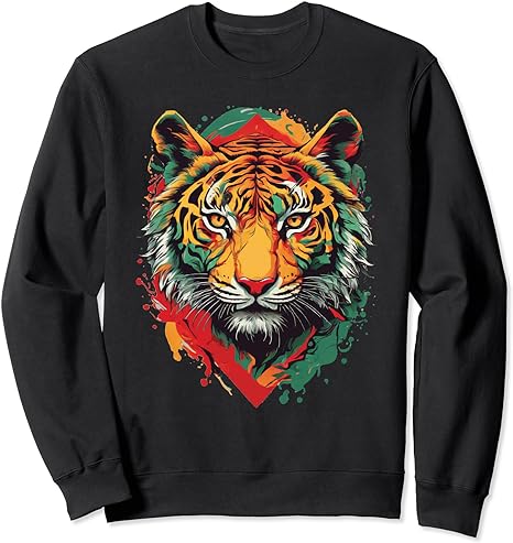 Tiger Juneteenth Cool Black History African American Flag Sweatshirt